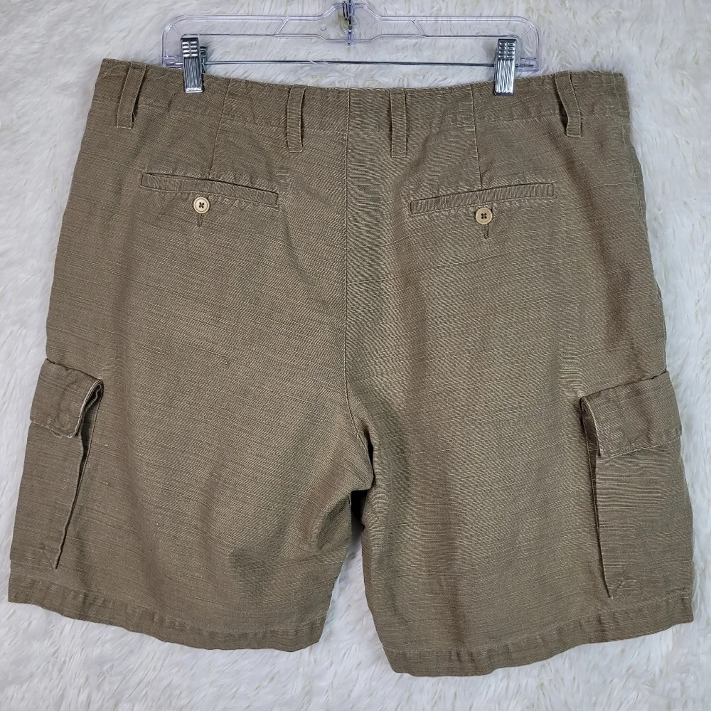 Vtg Banana Republic Mens 38 Tan Linen & Cotton Blend Cargo Shorts Safari Outdoor